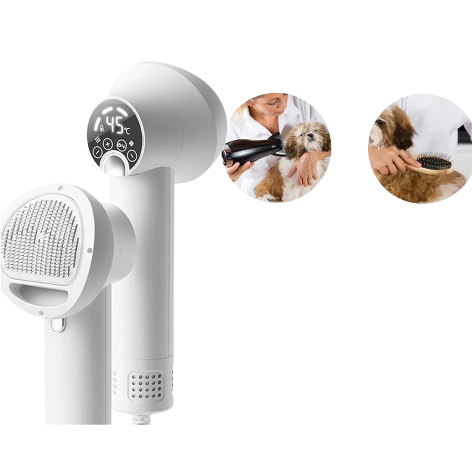 2-in-1 Pet Grooming Tool with Blowing and Combing Functionality – LED Display and 40,000 RPM Motor 0