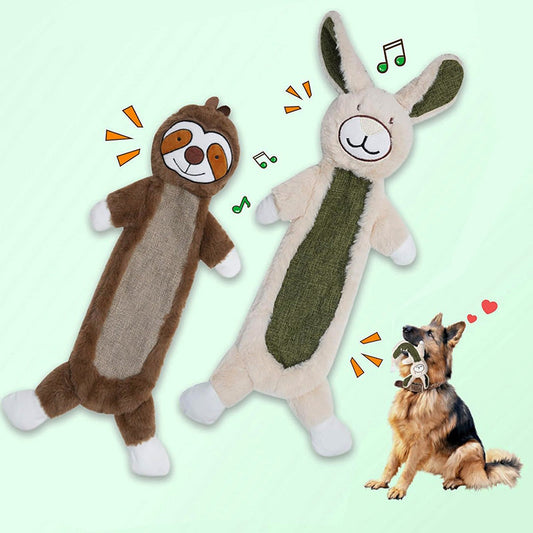 2 Pack No Stuffing Crinkle Dog Toys – Durable Rabbit & Sloth Designs for Engaging Play and Dental Health 0