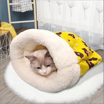 3-in-1 Cat Sleeping Bag Tunnel and Soft Bed Pad – Cozy Plush Retreat for Cats 1