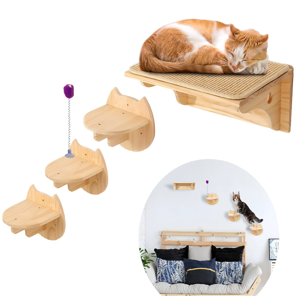 3-in-1 Cat Tree featuring a scratching board and cozy bed, designed for indoor use, providing a playful and comfortable space for cats. 0