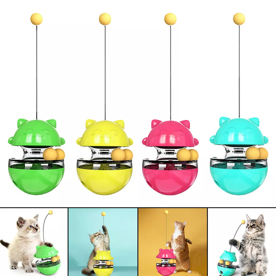3-in-1 Cat Wobble Toy with Treat Dispenser and Spring Ball for Active Play 1