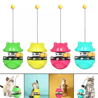 3-in-1 Cat Wobble Toy with Treat Dispenser and Spring Ball for Active Play 1