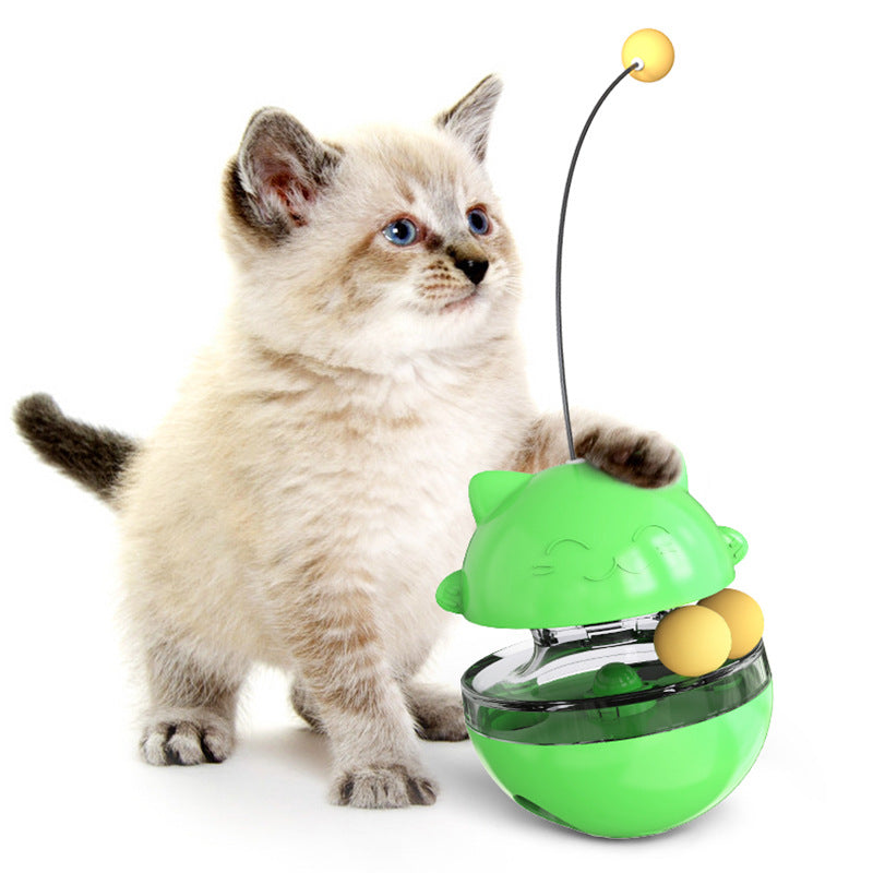 3-in-1 Cat Wobble Toy with Treat Dispenser and Spring Ball for Active Play 2