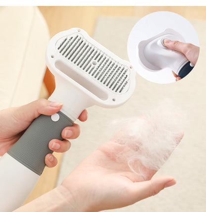 3-in-1 dog grooming tool featuring a hair dryer and brush, designed with pet-safe durable materials, suitable for all dog breeds. 2