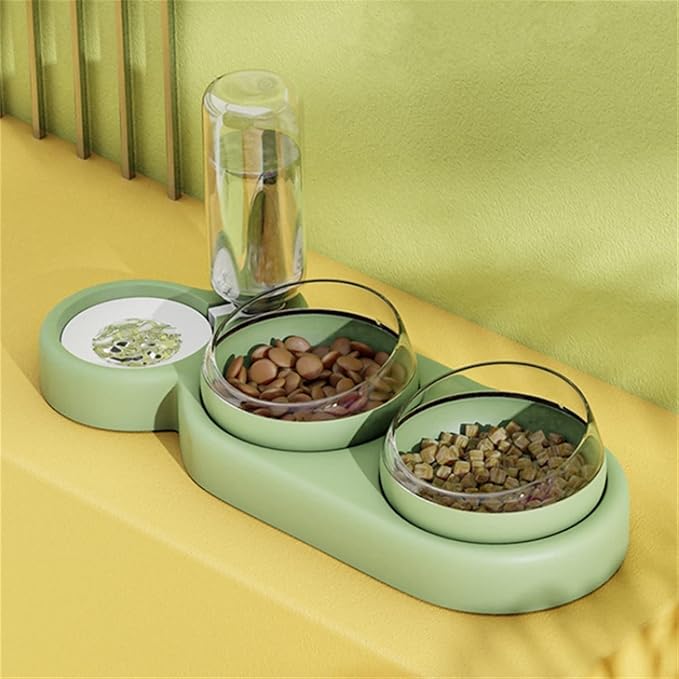 3-in-1 Dog and Cat Feeding Station with Dishwasher Safe Bowls and Built-In Water Dispenser - Modern Design for Fresh Hydration 1
