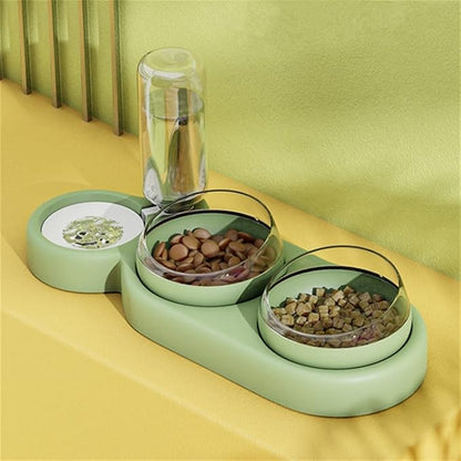 3-in-1 Dog and Cat Feeding Station with Dishwasher Safe Bowls and Built-In Water Dispenser - Modern Design for Fresh Hydration 1