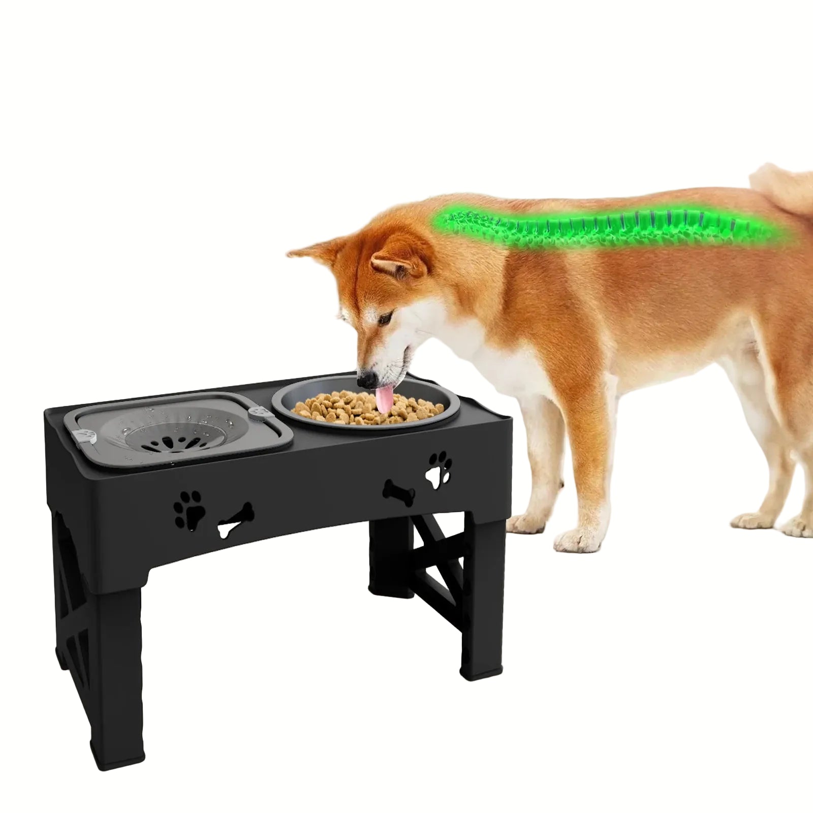 3-in-1 Elevated Pet Feeder with Adjustable Height and Slow Feeder – Black 2