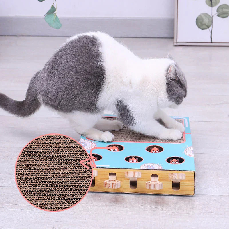3-in-1 Interactive Cat Play Box with Scratcher, Paw Sliders, and Peek-a-Boo Toys for Kittens and Cats 1