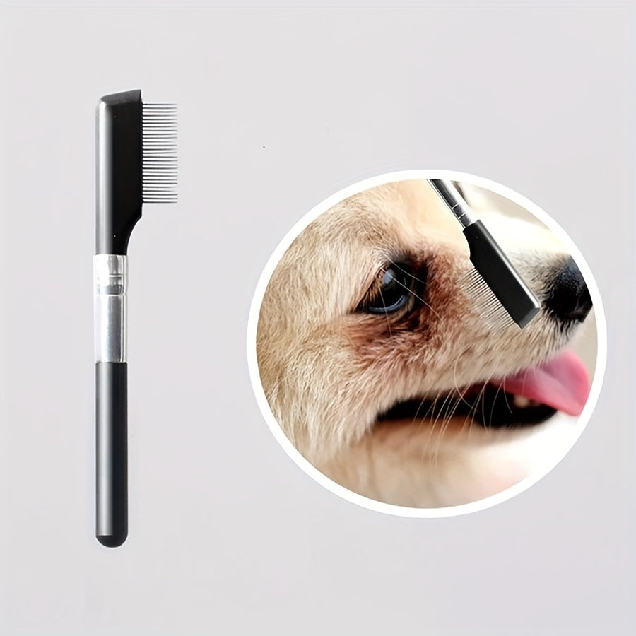 Dual-Action Eye & Fur Grooming Brush – Soft Tear Stain Remover with Comb for Dogs & Cats