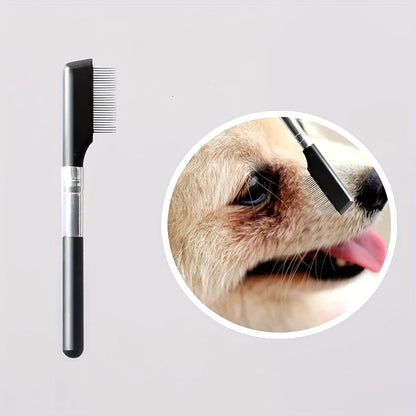 Dual-Action Eye & Fur Grooming Brush – Soft Tear Stain Remover with Comb for Dogs & Cats
