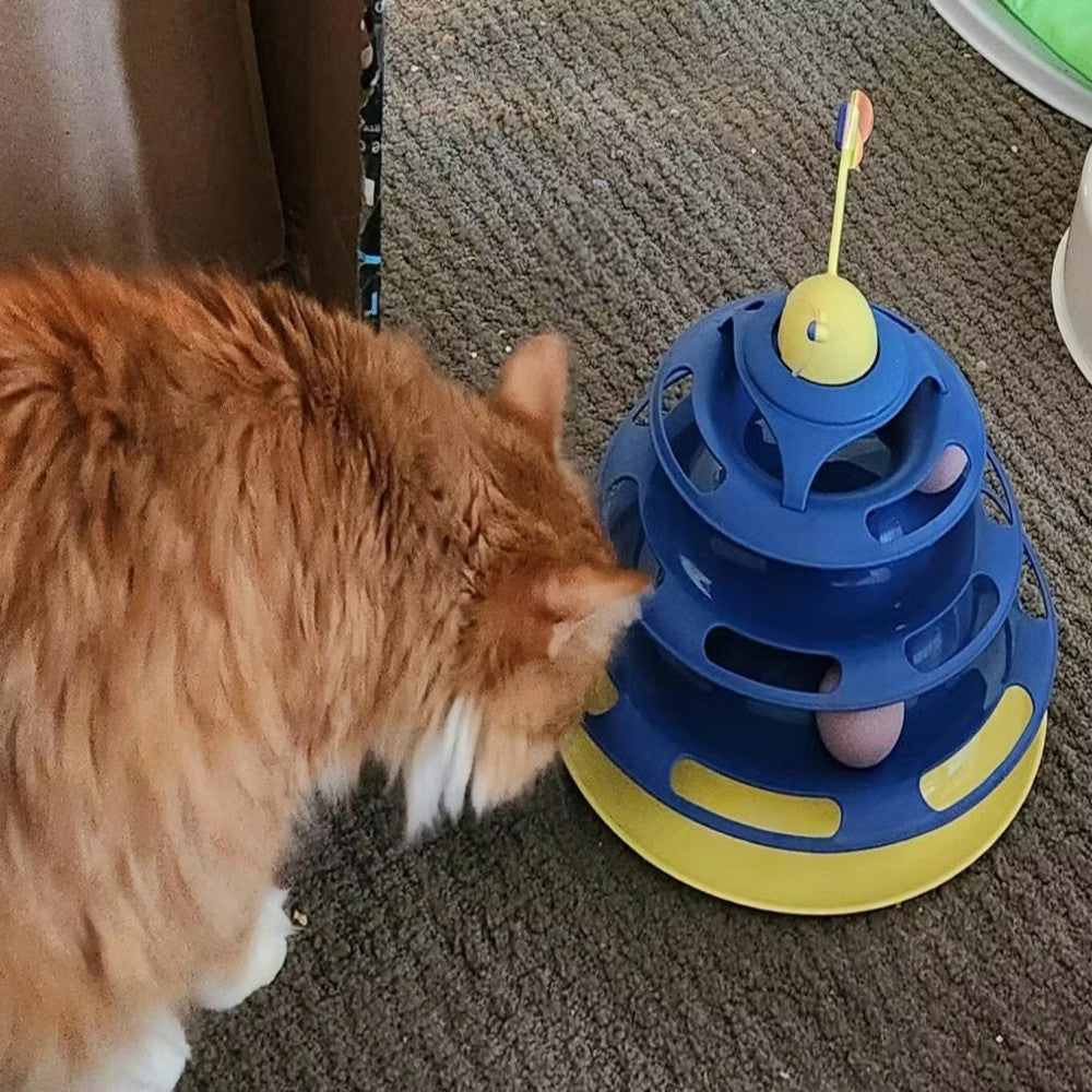 4-in-1 collapsible cat tunnel toy featuring peek holes and an attached toy, designed for indoor and outdoor play, perfect for engaging and entertaining cats 1