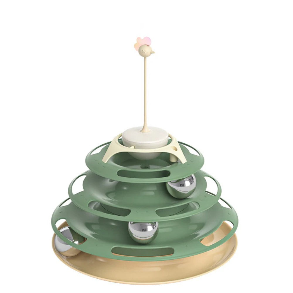 4-in-1 collapsible cat tunnel toy featuring peek holes and an attached toy, designed for indoor and outdoor play, perfect for engaging and entertaining cats 4