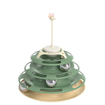 4-in-1 collapsible cat tunnel toy featuring peek holes and an attached toy, designed for indoor and outdoor play, perfect for engaging and entertaining cats 4