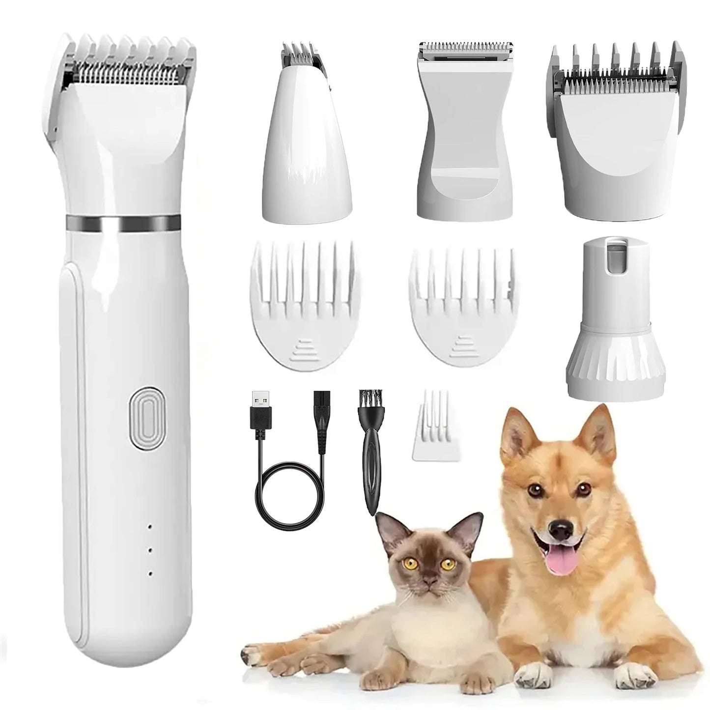 4-in-1 Rechargeable Dog Grooming Kit with Waterproof Clippers and Nail Polisher – Cordless Dog Grooming Supplies for Easy Use 0