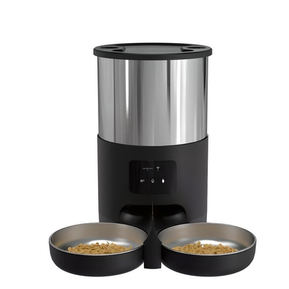 4.5L Smart Automatic Pet Feeder with WiFi Control and Dual Stainless Steel Bowls for Cats and Dogs 0