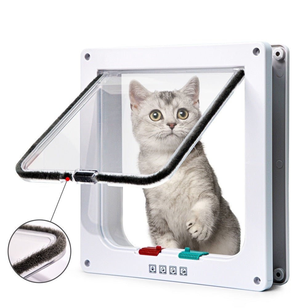 4 Way Security Lock Cat Flap Door for Cats and Small Dogs – Easy Installation and Weatherproof Design 0