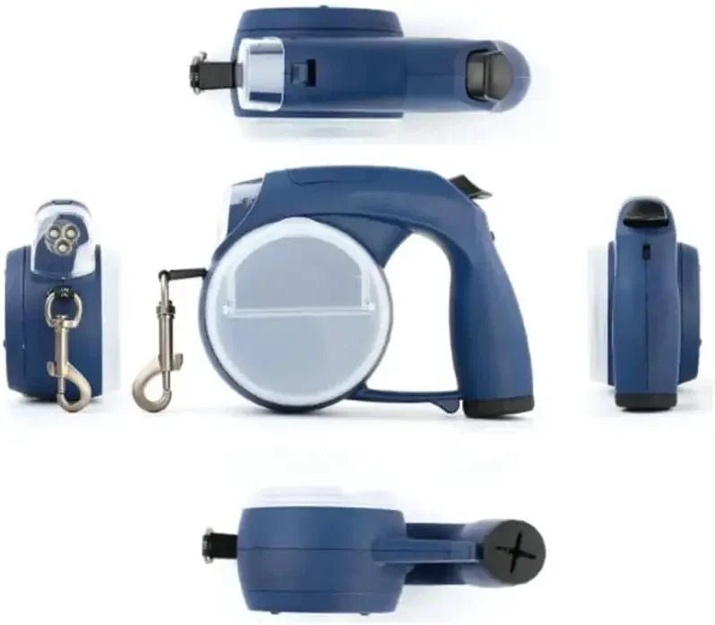 5-in-1 Retractable Dog Leash with LED Light and Poop Bag Dispenser – Durable Extendable Leash for All Dog Sizes 1