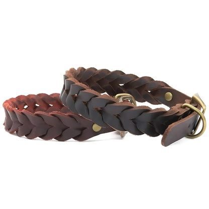 Adjustable Braided Leather Dog Collar for Small and Large Breeds – Comfortable, Stylish Design with Durable Metal Buckle 1