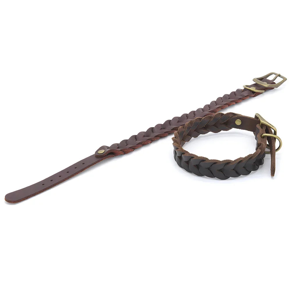 Adjustable Braided Leather Dog Collar for Small and Large Breeds – Comfortable, Stylish Design with Durable Metal Buckle 6