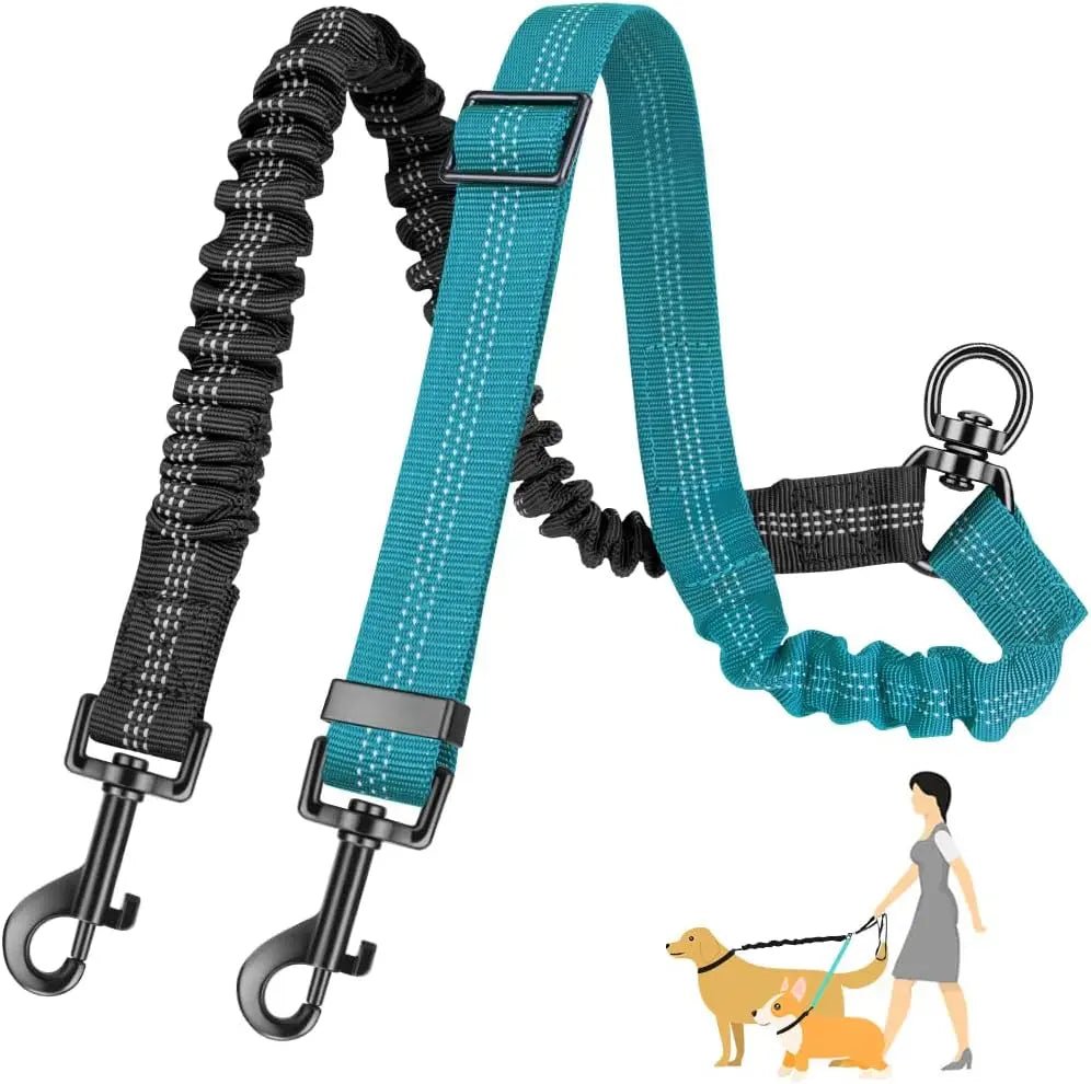 Adjustable Bungee Dog Leash for Two Dogs – Shock-Absorbing, Tangle-Free, Reflective Nylon Design 7