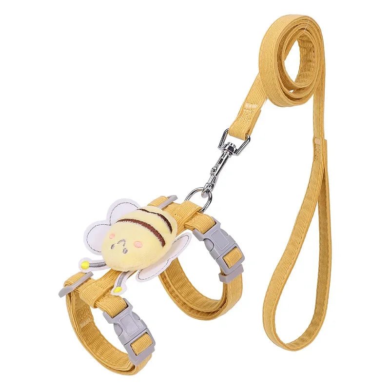 Adjustable Cat Harness and Leash Set with Bee Motif – Comfortable Travel Cat Harness for Small Pets 1