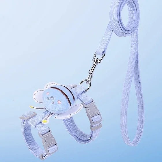 Adjustable Cat Harness and Leash Set with Bee Motif – Comfortable Travel Cat Harness for Small Pets 7