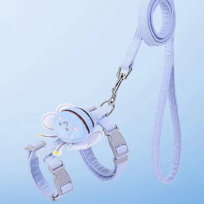 Adjustable Cat Harness and Leash Set with Bee Motif – Comfortable Travel Cat Harness for Small Pets 7