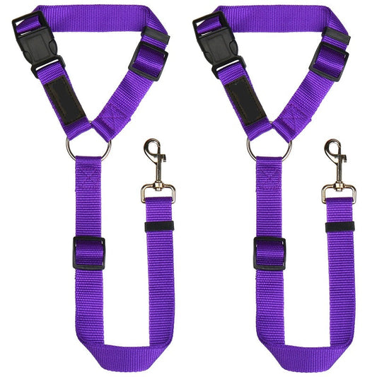 Adjustable Dog Car Seat Belt Restraint – 2 Pack Headrest Safety Leash for Pets 0