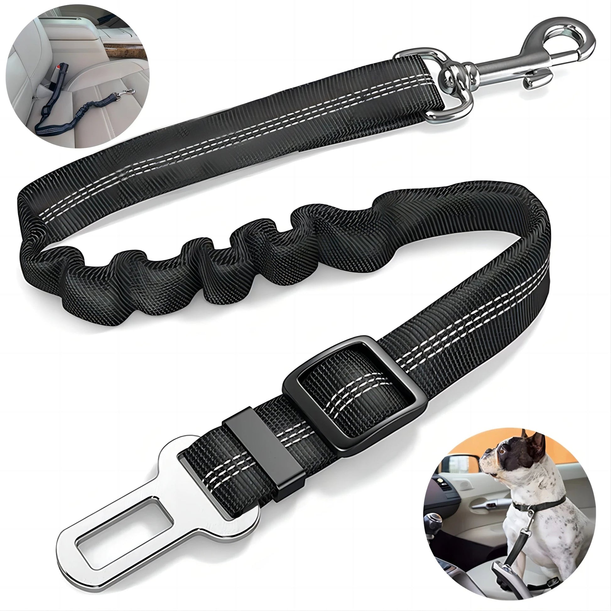 Adjustable Dog Car Seat Belt – Durable Nylon Safety Leash for Small and Large Pets 1