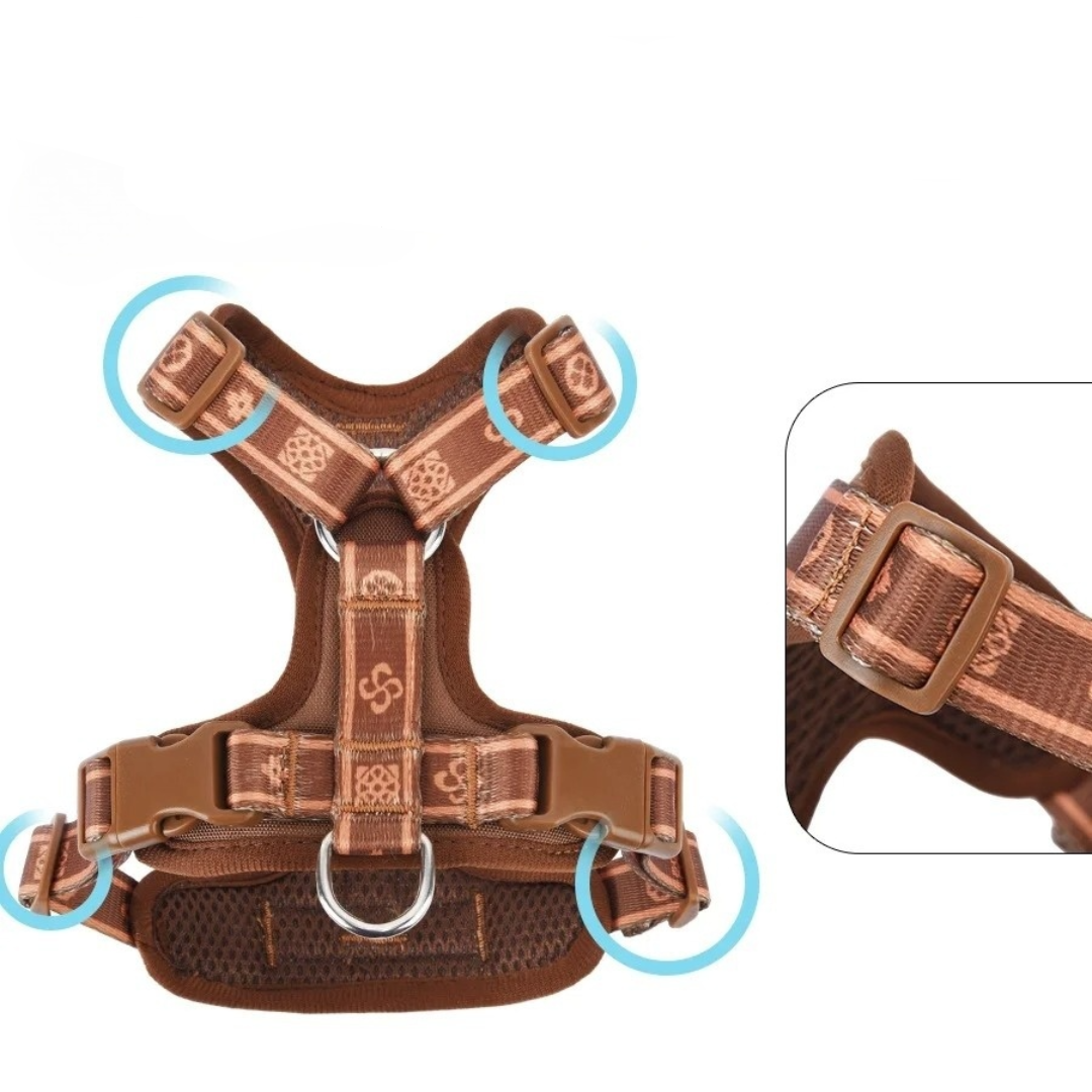 Adjustable Dog Harness for Small to Medium Dogs – Stylish Nylon Design with Reflective Accents and Breathable Mesh Lining 5