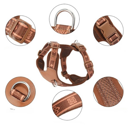 Adjustable Dog Harness for Small to Medium Dogs – Stylish Nylon Design with Reflective Accents and Breathable Mesh Lining 7