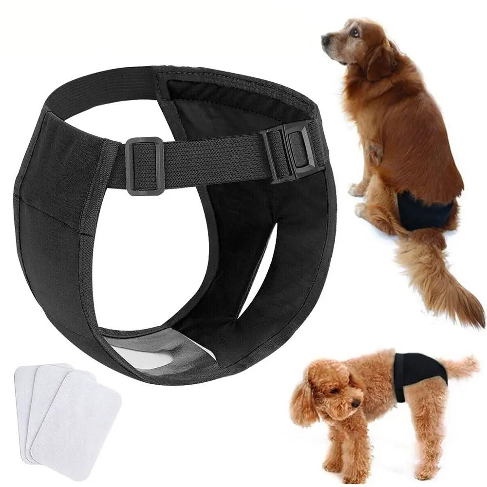 Adjustable Dog Period Pants with 3 Reusable Diaper Inserts for Female Dogs – Breathable Cotton, Tail Hole, Multiple Sizes 2