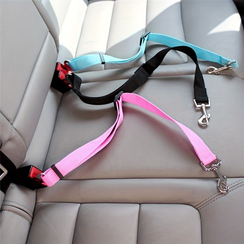 Adjustable Dog Seat Belt Harness - Durable Nylon Car Safety Belt for Dogs and Cats, Universal Fit, Multiple Colors Available 1