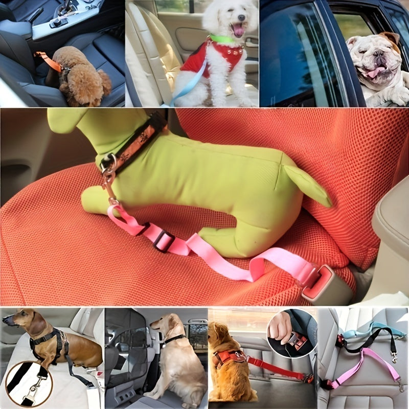 Adjustable Dog Seat Belt Harness - Durable Nylon Car Safety Belt for Dogs and Cats, Universal Fit, Multiple Colors Available 3