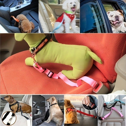 Adjustable Dog Seat Belt Harness - Durable Nylon Car Safety Belt for Dogs and Cats, Universal Fit, Multiple Colors Available 3