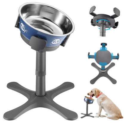 Adjustable Elevated Dog Food Bowl with Stainless Steel Bowl – Ergonomic Design for All Pets 1