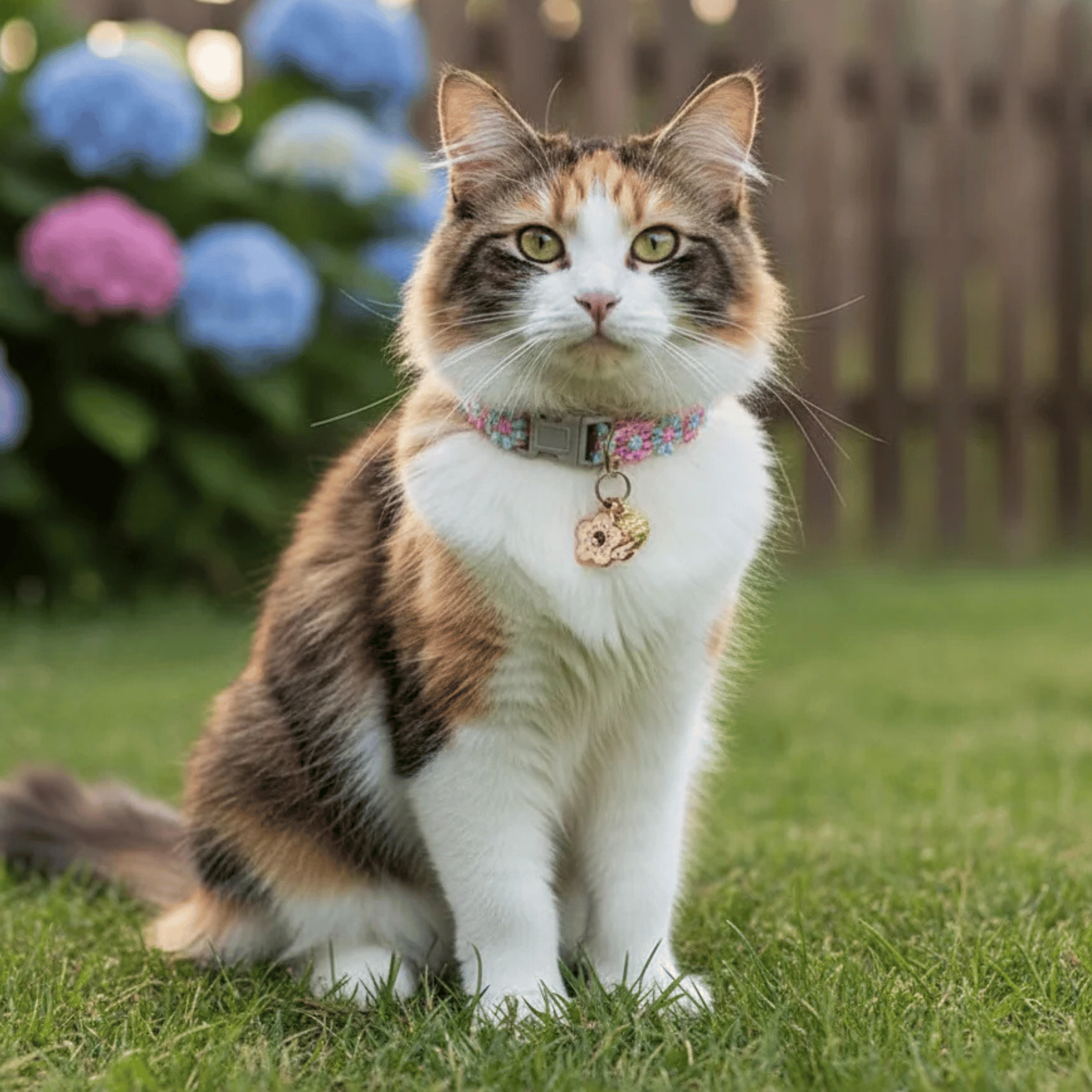Adjustable Floral Pattern Cat Collar with Bell – Lightweight Nylon Design for Cats and Small Dogs 1