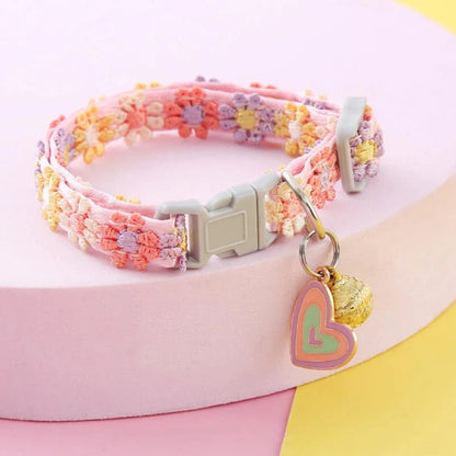 Adjustable Floral Print Pet Collar for Dogs and Cats – Comfortable Nylon with Safety Bell, Fits Neck 25-33 cm 6