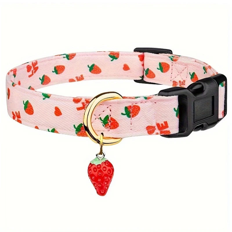 Adjustable Fruit-Themed Pet Collar with Metal Charm – Lightweight and Fun for Small Dogs and Cats 5