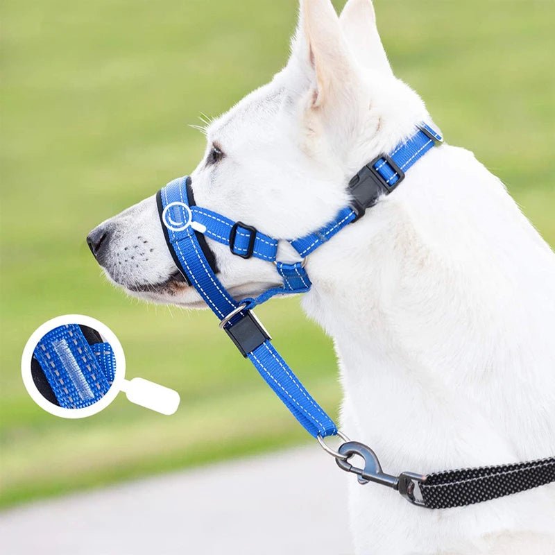 Adjustable Halti Style Dog Muzzle - Breathable, Comfortable Fit with Reflective Strips for Training and Control 5
