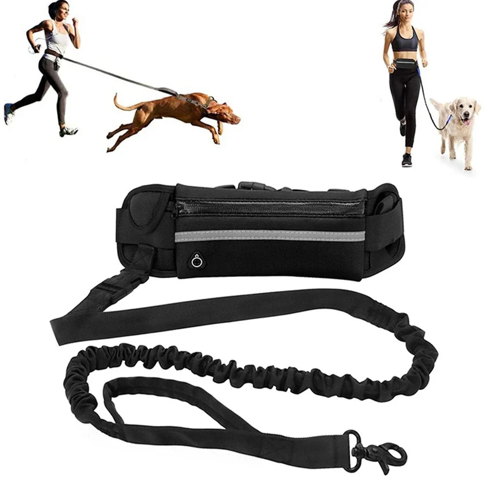 Adjustable Hands-Free Dog Leash with Hip Bag – Comfortable for Running and Walking, Reflective Safety Features 1