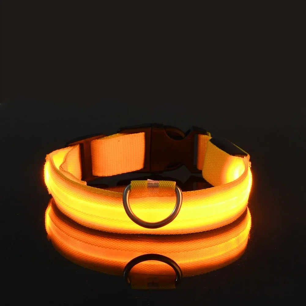 Adjustable LED Dog Collar with Reflective Nylon for Night Safety 10