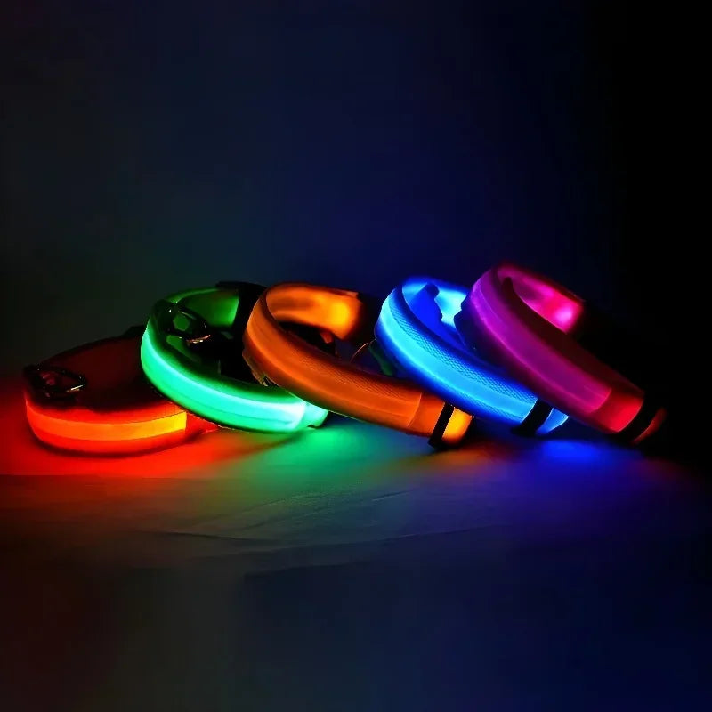 Adjustable LED Dog Collar with Reflective Nylon for Night Safety 3