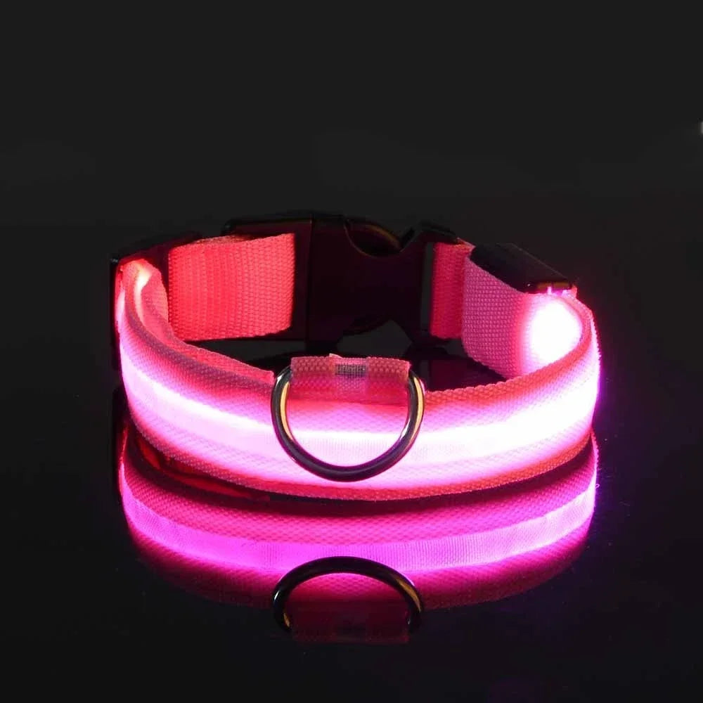 Adjustable LED Dog Collar with Reflective Nylon for Night Safety 9