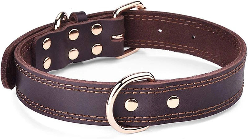 Adjustable Leather Dog Collar for Medium and Large Dogs – Strong and Comfortable in Brown and Black 2