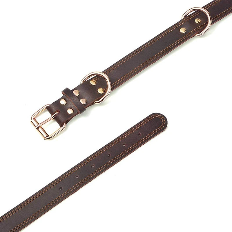 Adjustable Leather Dog Collar for Medium and Large Dogs – Strong and Comfortable in Brown and Black 5