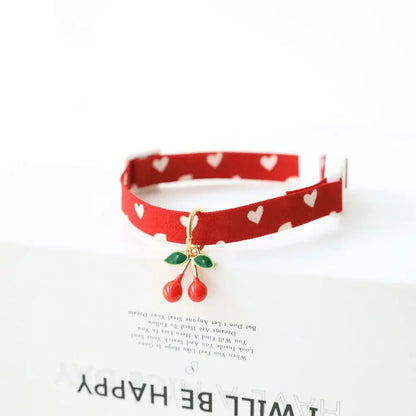 Adjustable Pet Collar with Heart Pattern and Flower Pendant – Durable Cotton Polyester for Cats and Dogs 7