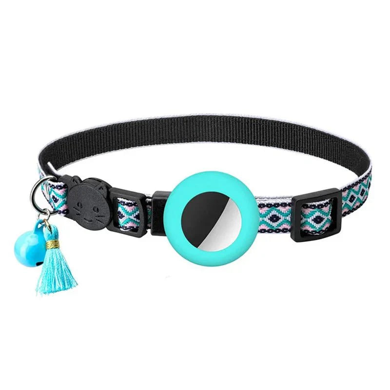 Adjustable Reflective Cat Collar with AirTag Holder - Durable Nylon Cat Tracker Collar for Kittens and Adult Cats 0
