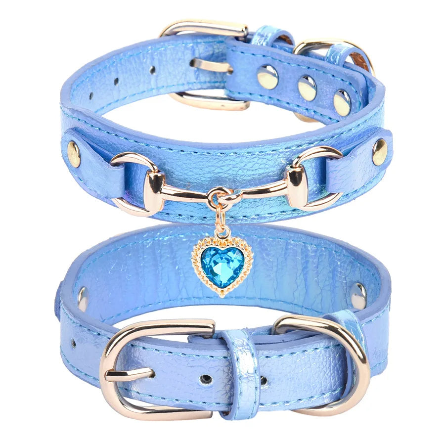 Adjustable Rhinestone Dog Collar with Heart Detail for Small to Medium Breeds – Stylish and Comfortable 2
