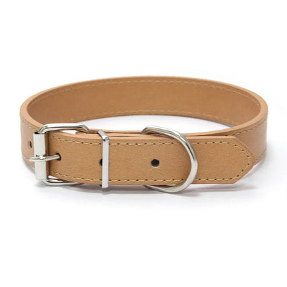 Adjustable Solid PU Leather Dog Collar for Comfort and Durability 0
